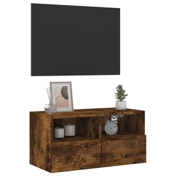 vidaXL Vegghengt TV-benk røkt eik 60x30x30 cm konstruert tre