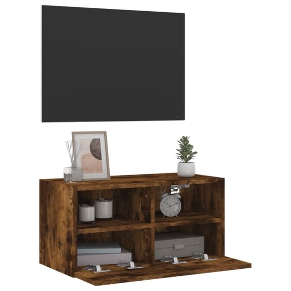 vidaXL Vegghengt TV-benk røkt eik 60x30x30 cm konstruert tre