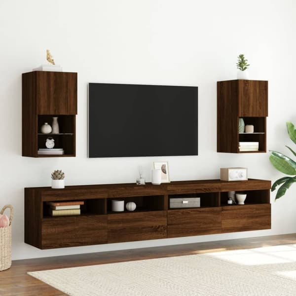 vidaXL TV-kaappi LED-valoilla ruskea tammi 30,5x30x60 cm