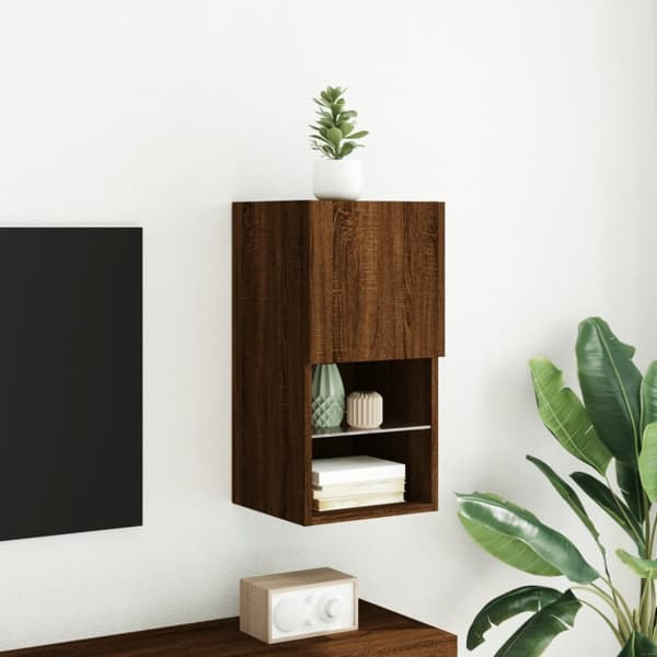 vidaXL tv-bord med LED-lys 30,5x30x60 cm brun egetræsfarve