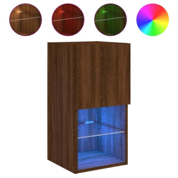 vidaXL TV-kaappi LED-valoilla ruskea tammi 30,5x30x60 cm