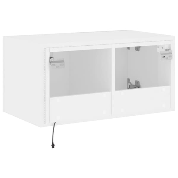 vidaXL TV-seinäkaappi LED-valoilla valkoinen 60x35x31 cm