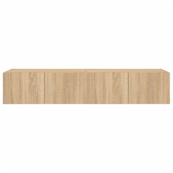 vidaXL Väggmonterad tv-bänk LED 2 st sonoma-ek 80x35x31 cm