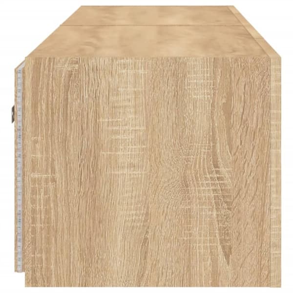 vidaXL Väggmonterad tv-bänk LED 2 st sonoma-ek 80x35x31 cm