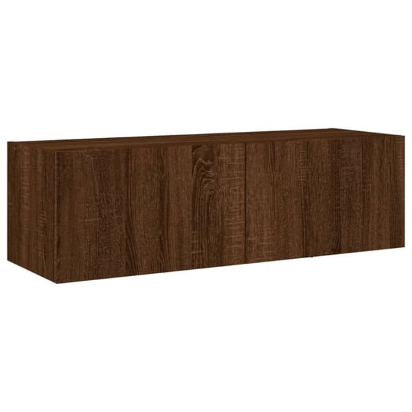 vidaXL Vegghengt TV-benk med LED brun eik 100x35x31 cm