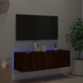 Miniatyrbilde 5 av 11: vidaXL Vegghengt TV-benk med LED brun eik 100x35x31 cm