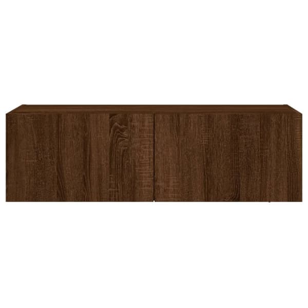vidaXL Vegghengt TV-benk med LED brun eik 100x35x31 cm