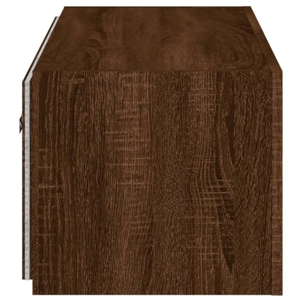 vidaXL Vegghengt TV-benk med LED brun eik 100x35x31 cm