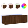 Miniatyrbilde 2 av 11: vidaXL Vegghengt TV-benk med LED brun eik 100x35x31 cm