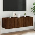 Miniatyrbilde 1 av 11: vidaXL Vegghengt TV-benk med LED brun eik 100x35x31 cm