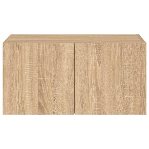 vidaXL Väggmonterad tv-bänk LED sonoma-ek 60x35x31 cm