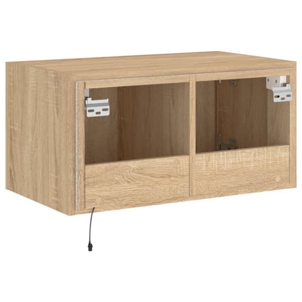 vidaXL Väggmonterad tv-bänk LED sonoma-ek 60x35x31 cm
