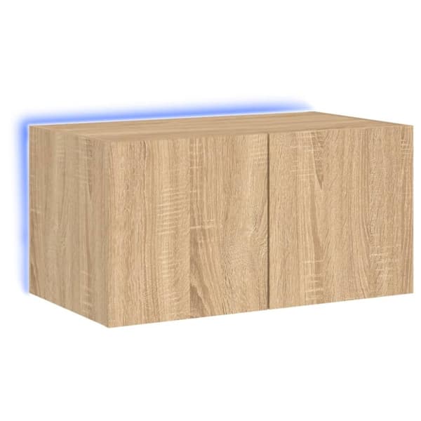 vidaXL Väggmonterad tv-bänk LED sonoma-ek 60x35x31 cm