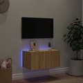 Miniatyrbillede 3 af 11: vidaXL væghængt tv-bord med LED-lys 60x35x31 cm sonoma-eg
