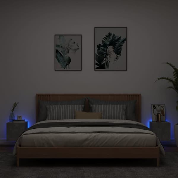 vidaXL Vegghengte TV-benker med LED-lys 2 stk betonggrå 30,5x35x30 cm