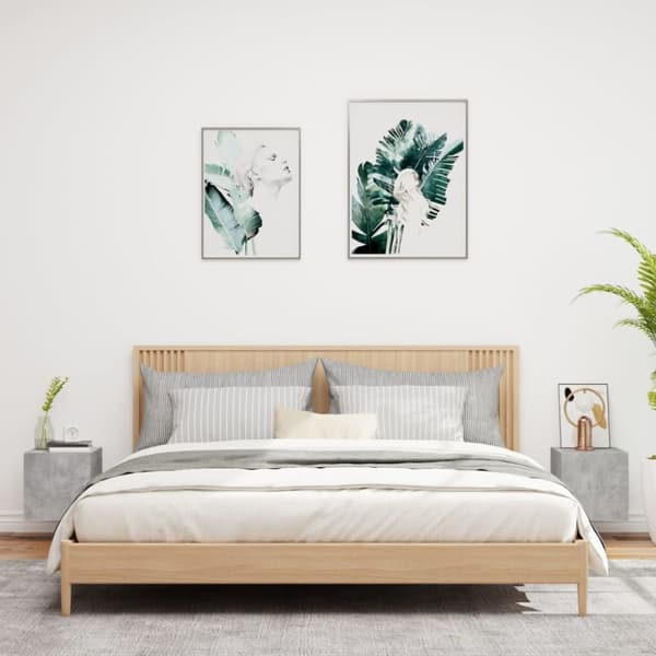 vidaXL Vegghengte TV-benker med LED-lys 2 stk betonggrå 30,5x35x30 cm