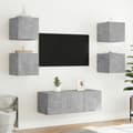 Miniatyrbilde 5 av 11: vidaXL Vegghengte TV-benker med LED-lys 2 stk betonggrå 30,5x35x30 cm