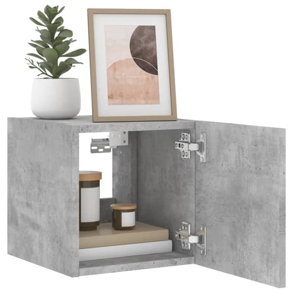 vidaXL Vegghengte TV-benker med LED-lys 2 stk betonggrå 30,5x35x30 cm