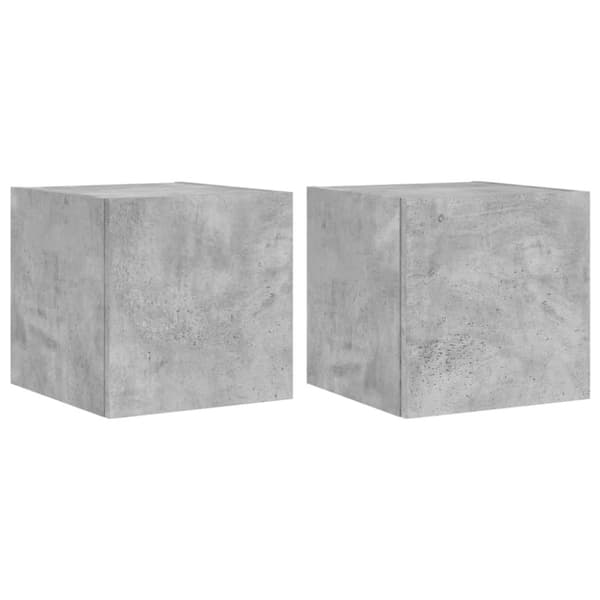 vidaXL Vegghengte TV-benker med LED-lys 2 stk betonggrå 30,5x35x30 cm