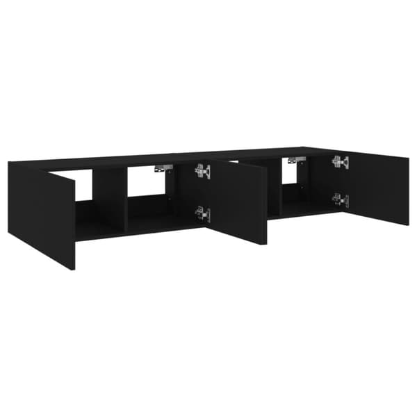 vidaXL Väggmonterad tv-bänk LED 2 st svart 80x35x31 cm