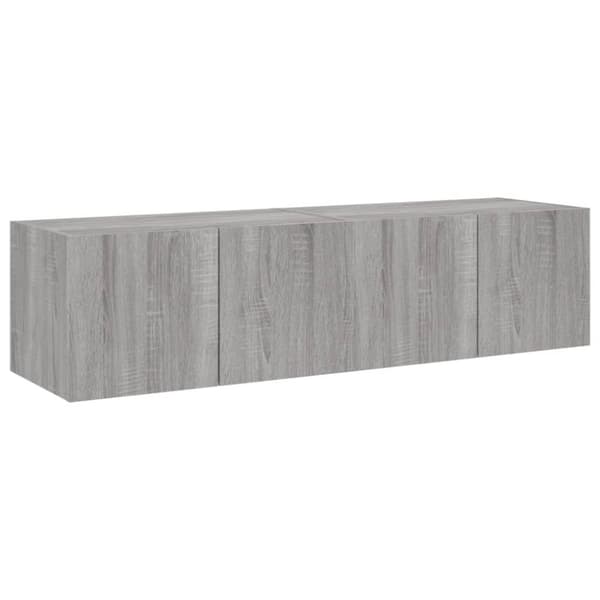 vidaXL Vegghengte TV-benker med LED-lys 2 stk grå sonoma 60x35x31 cm
