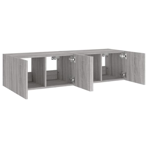 vidaXL Vegghengte TV-benker med LED-lys 2 stk grå sonoma 60x35x31 cm
