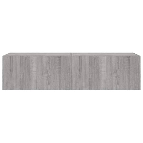 vidaXL Vegghengte TV-benker med LED-lys 2 stk grå sonoma 60x35x31 cm