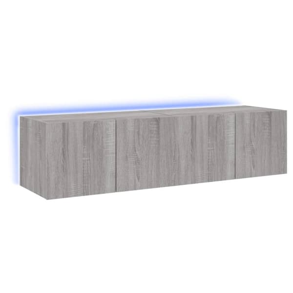 vidaXL væghængte tv-borde 2 stk. med LED-lys 60x35x31 cm grå sonoma-eg