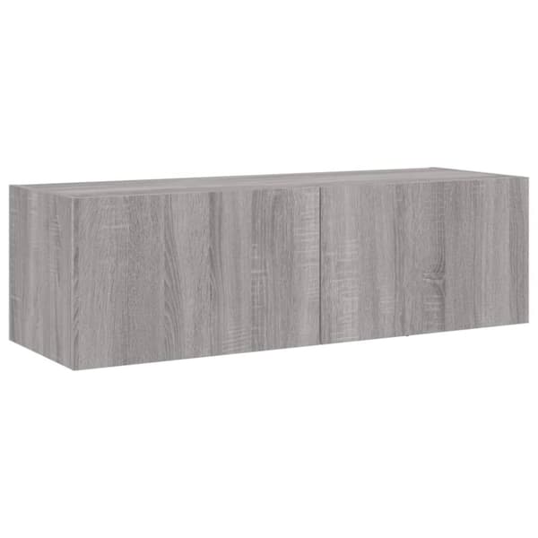 vidaXL Väggmonterad tv-bänk LED grå sonoma 100x35x31 cm