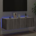 Miniatyrbild 4 av 11: vidaXL Väggmonterad tv-bänk LED grå sonoma 100x35x31 cm