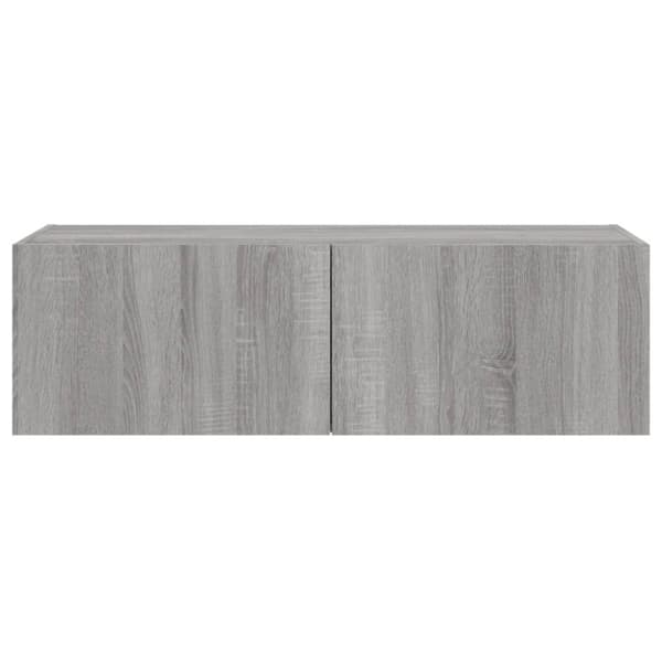 vidaXL Väggmonterad tv-bänk LED grå sonoma 100x35x31 cm