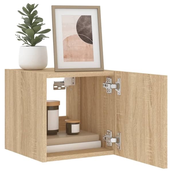 vidaXL TV-seinäkaappi LED-valoilla Sonoma-tammi 30,5x35x30 cm