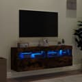 Miniatyrbillede 4 af 11: vidaXL væghængte tv-borde 2 stk. med LED-lys 60x30x40 cm røget eg