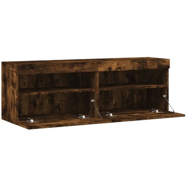 vidaXL væghængte tv-borde 2 stk. med LED-lys 60x30x40 cm røget eg