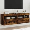 Miniatyrbillede 1 af 11: vidaXL væghængte tv-borde 2 stk. med LED-lys 60x30x40 cm røget eg