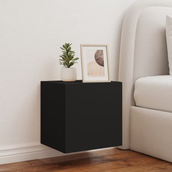 vidaXL væghængt tv-bord med LED-lys 40,5x35x40 cm sort