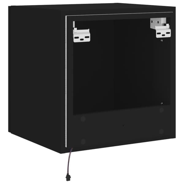 vidaXL væghængt tv-bord med LED-lys 40,5x35x40 cm sort