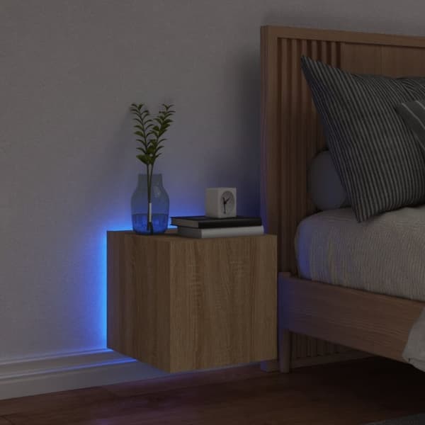 vidaXL Väggmonterad tv-bänk LED sonoma-ek 30,5x35x30 cm