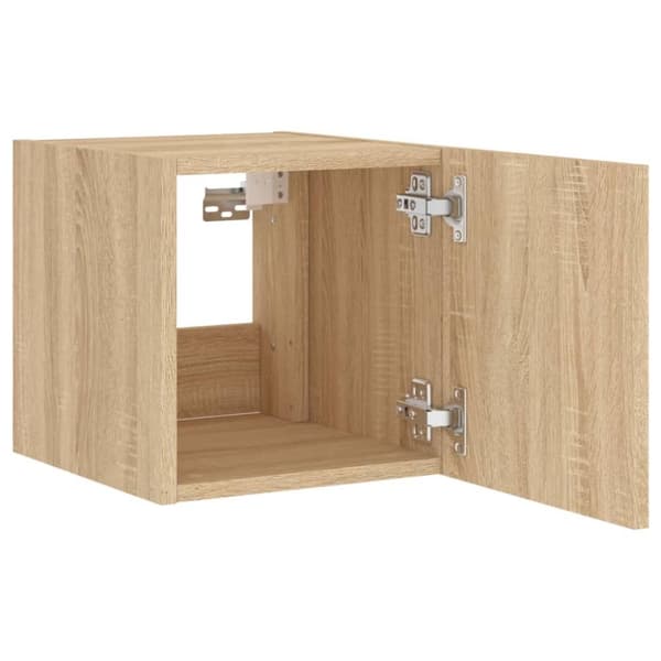 vidaXL Väggmonterad tv-bänk LED sonoma-ek 30,5x35x30 cm