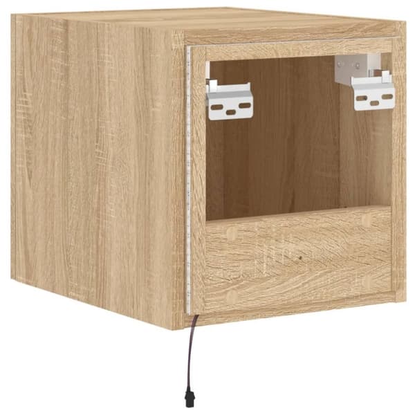 vidaXL Väggmonterad tv-bänk LED sonoma-ek 30,5x35x30 cm