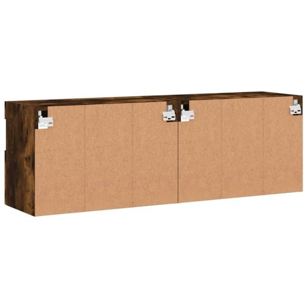 vidaXL Väggmonterad tv-bänk LED 2 st rökfärgad ek 60x30x40 cm