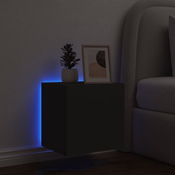 vidaXL Vegghengt TV-benk med LED svart 40,5x35x40 cm