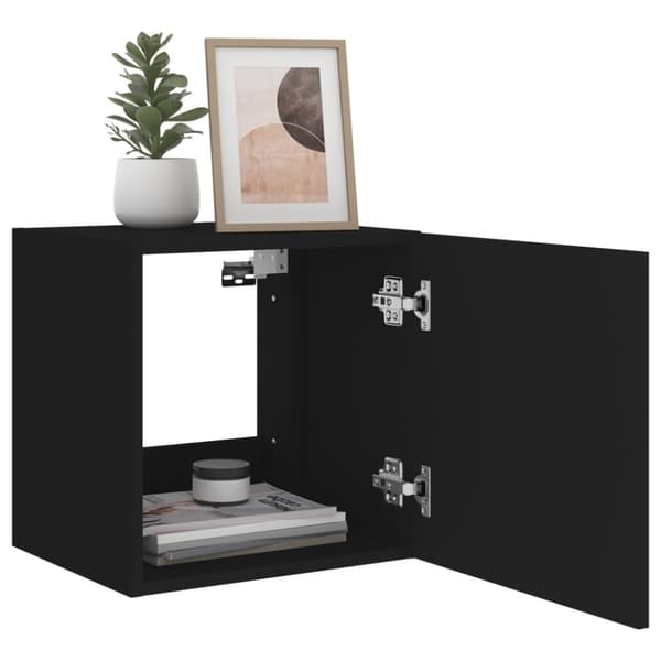 vidaXL Vegghengt TV-benk med LED svart 40,5x35x40 cm