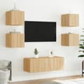 Miniatyrbilde 5 av 11: vidaXL Vegghengte TV-benker med LED 2 stk sonoma eik 30,5x35x30 cm