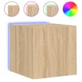 Miniatyrbilde 7 av 11: vidaXL Vegghengte TV-benker med LED 2 stk sonoma eik 30,5x35x30 cm