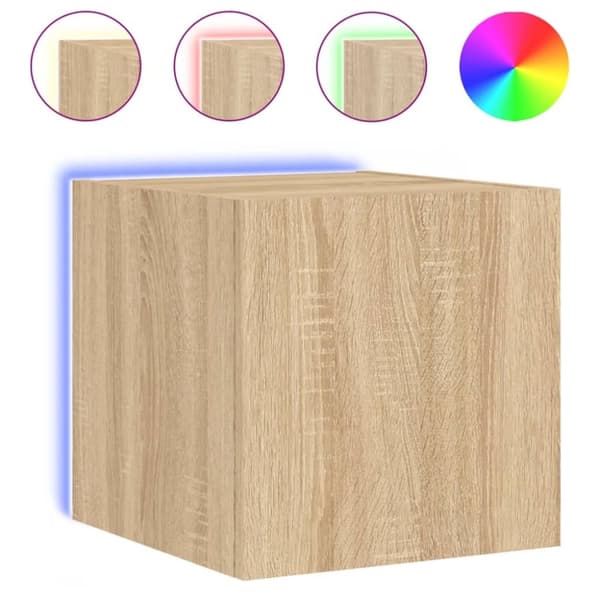 vidaXL Vegghengte TV-benker med LED 2 stk sonoma eik 30,5x35x30 cm