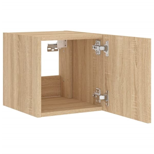 vidaXL Vegghengte TV-benker med LED 2 stk sonoma eik 30,5x35x30 cm