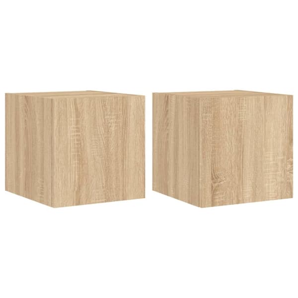 vidaXL Vegghengte TV-benker med LED 2 stk sonoma eik 30,5x35x30 cm
