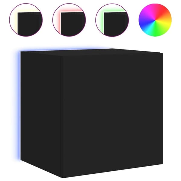 vidaXL Vegghengte TV-benker med LED 2 stk svart 40,5x35x40 cm