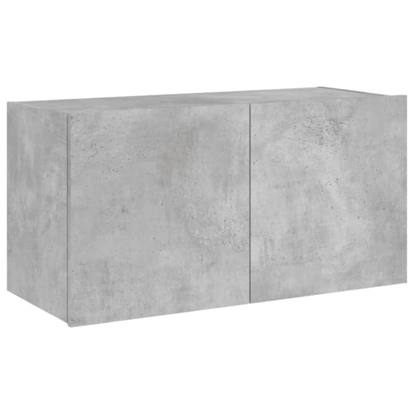 vidaXL Väggmonterad tv-bänk LED betonggrå 80x35x41 cm